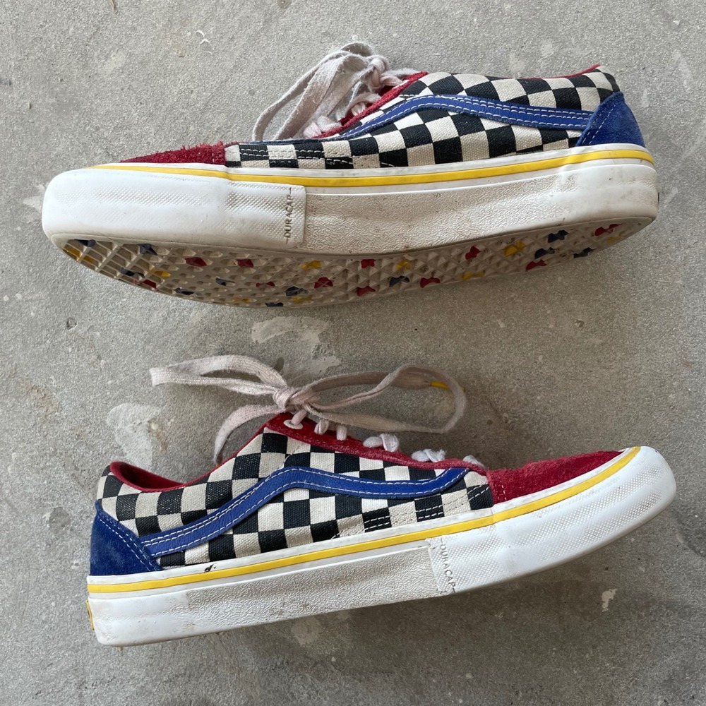 VANS Old Skool Brighton m-8.5 w-10 Checkered MULTICOLOR Flower embroidered READ - Picture 2 of 13